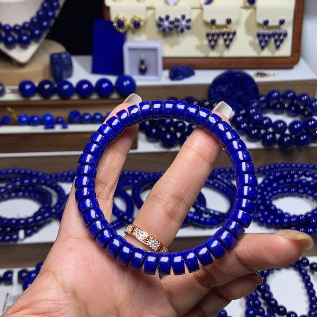 F***。青金石未镶嵌精品8mm精工药片手串