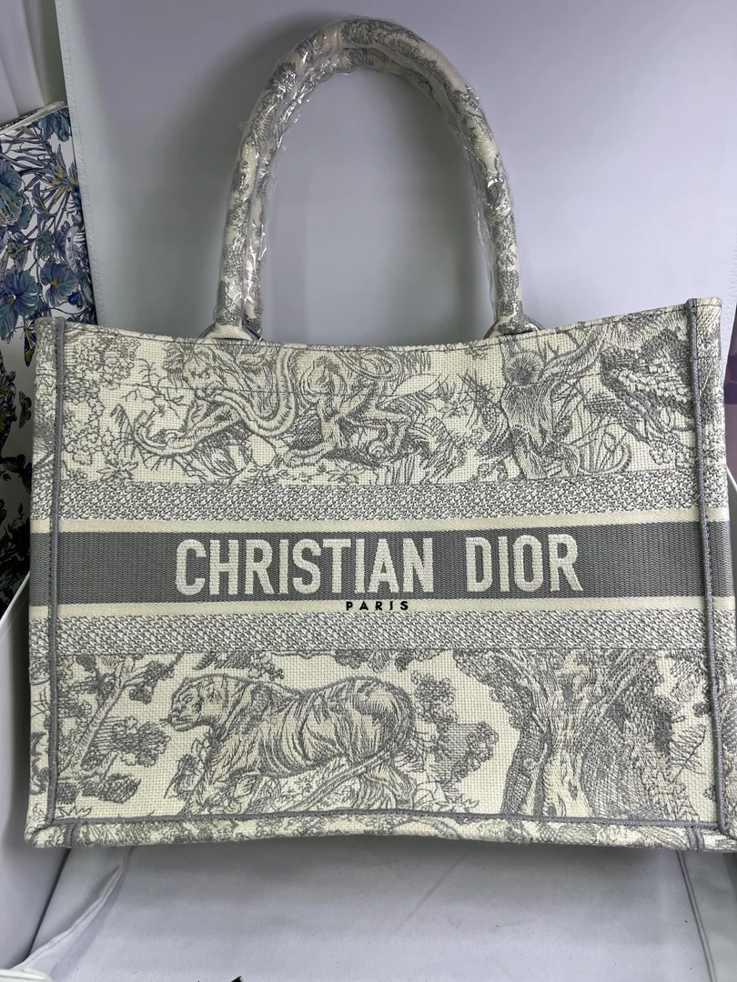未使用 DIOR/迪奥 动物园灰色白底中号展示包425708