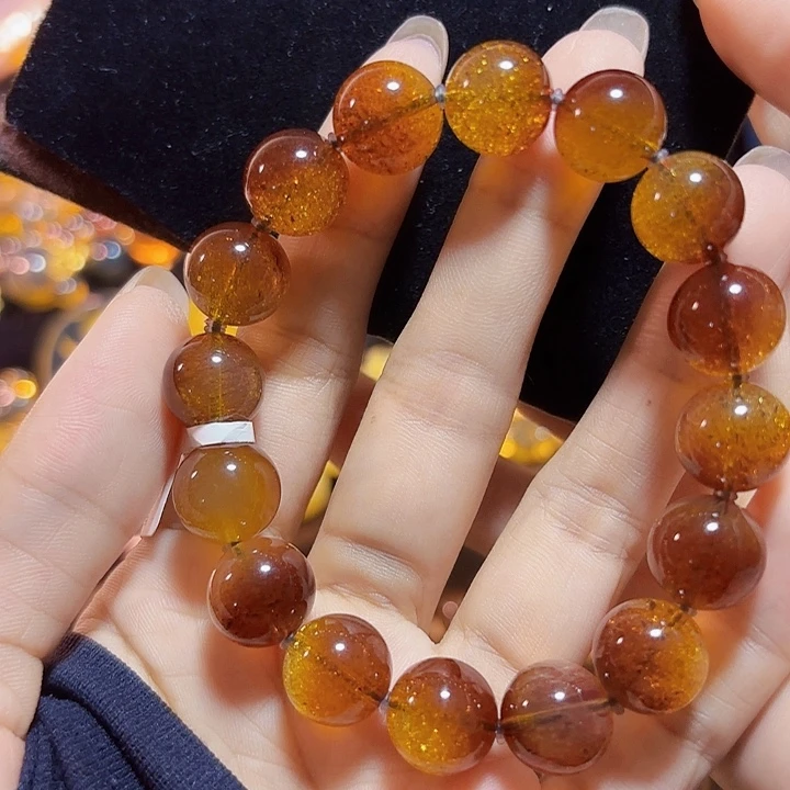 蓝珀未镶嵌珠宝奇石墨西哥红蓝金沙手串12