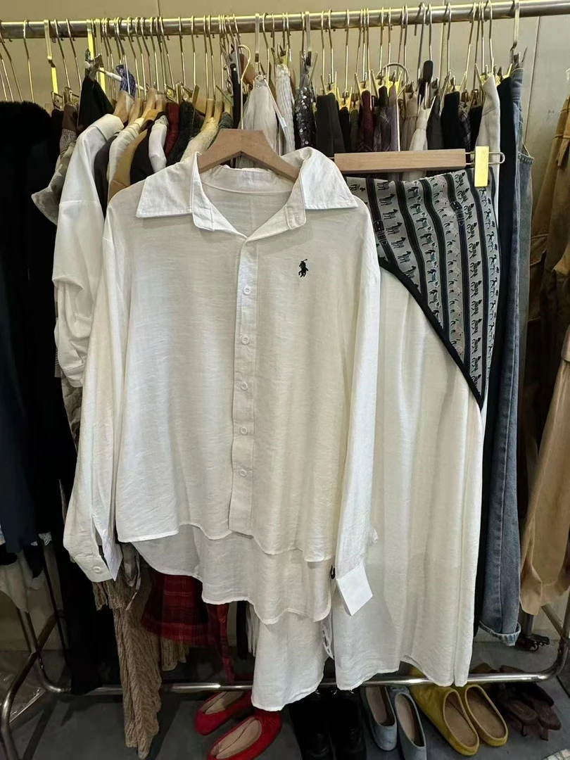 早秋休闲时尚防晒衬衫高腰长款半身裙三件套套装