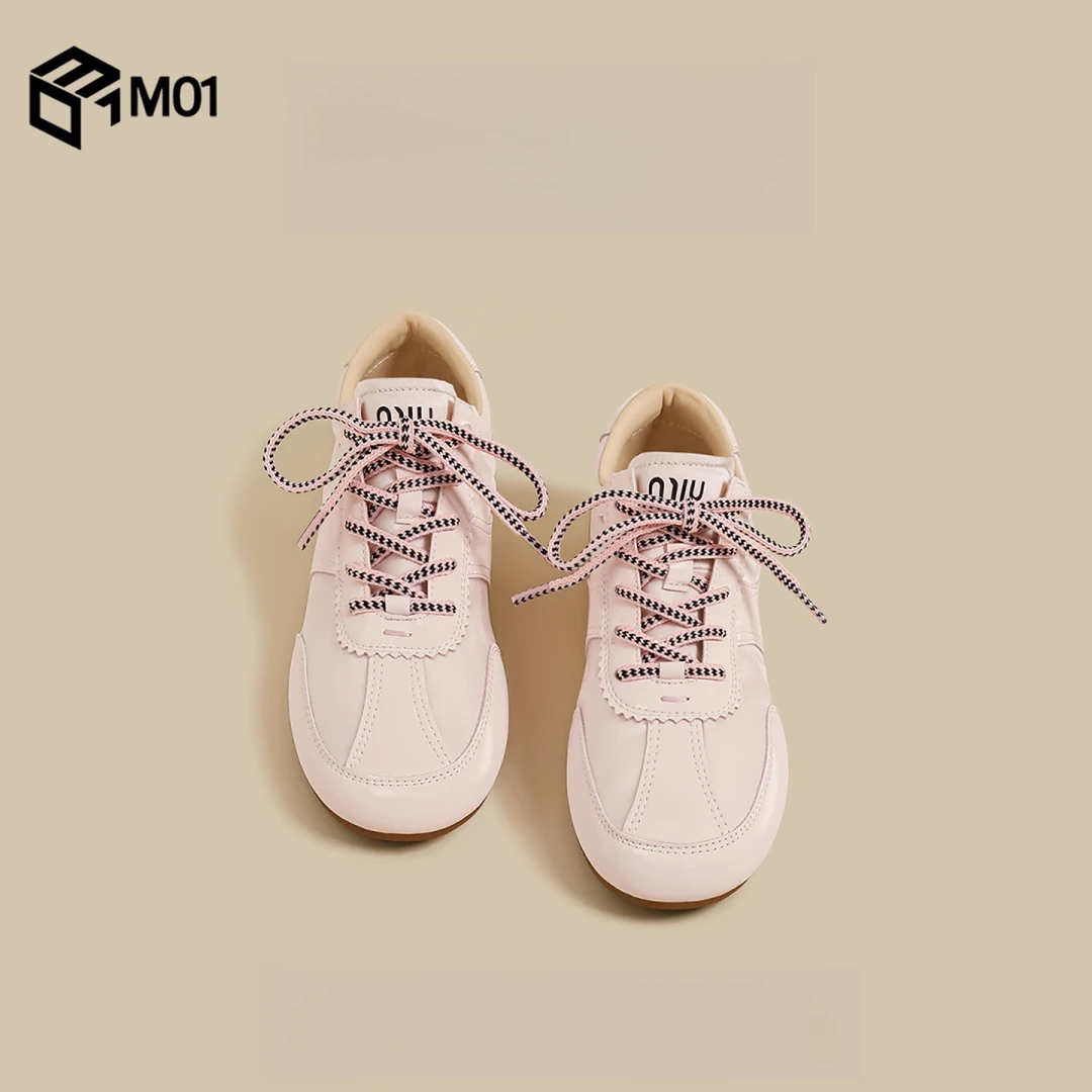 M01夏季新款平底芭蕾风德训鞋女粉色运动阿甘老爹鞋薄款休闲板鞋