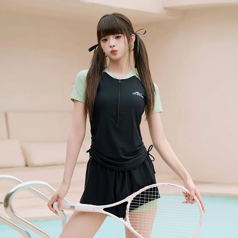 【卡路里】竞技运动泳衣游泳休闲时尚泳装分体Z9012修身速干遮肚