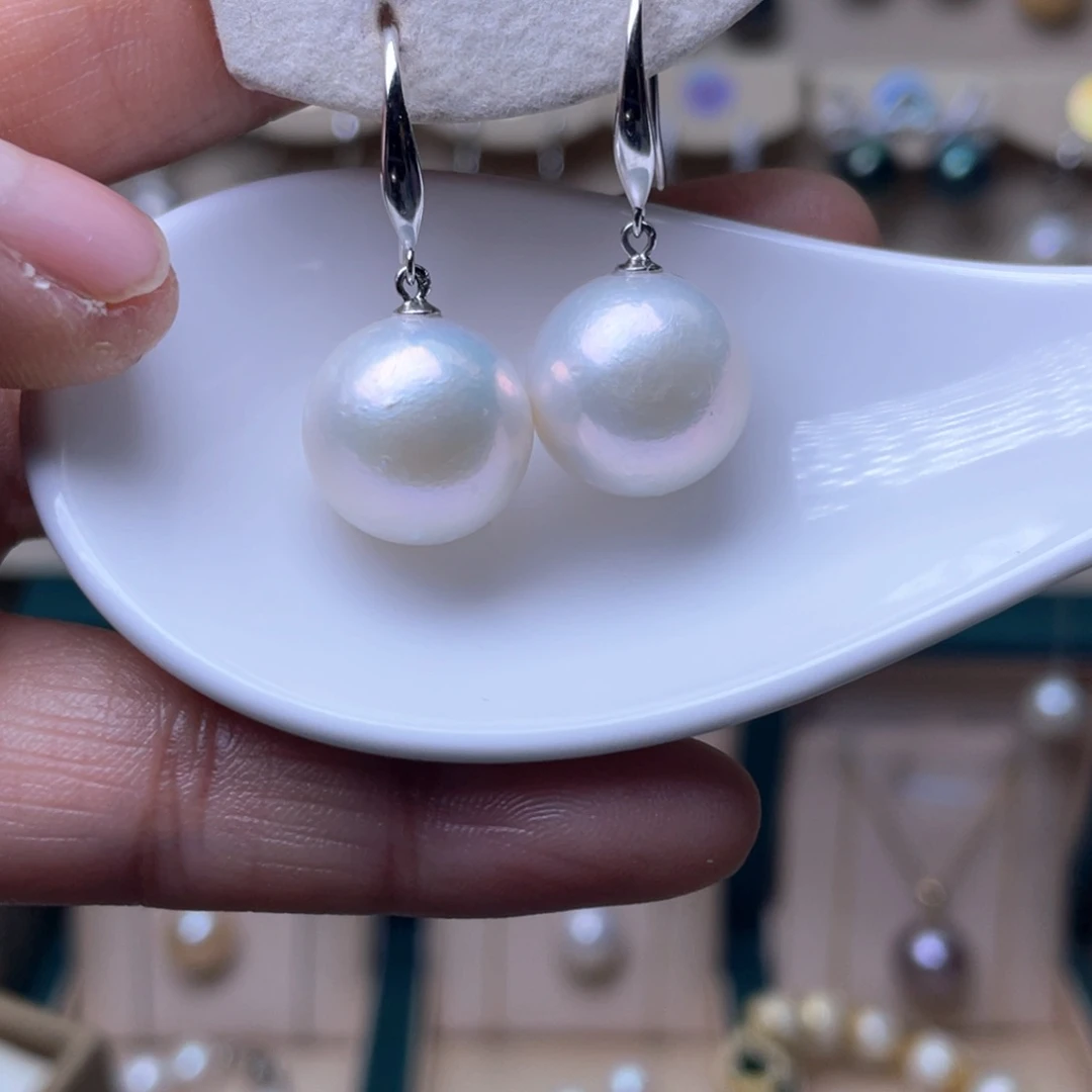 淡水珍珠耳环银S925镶嵌