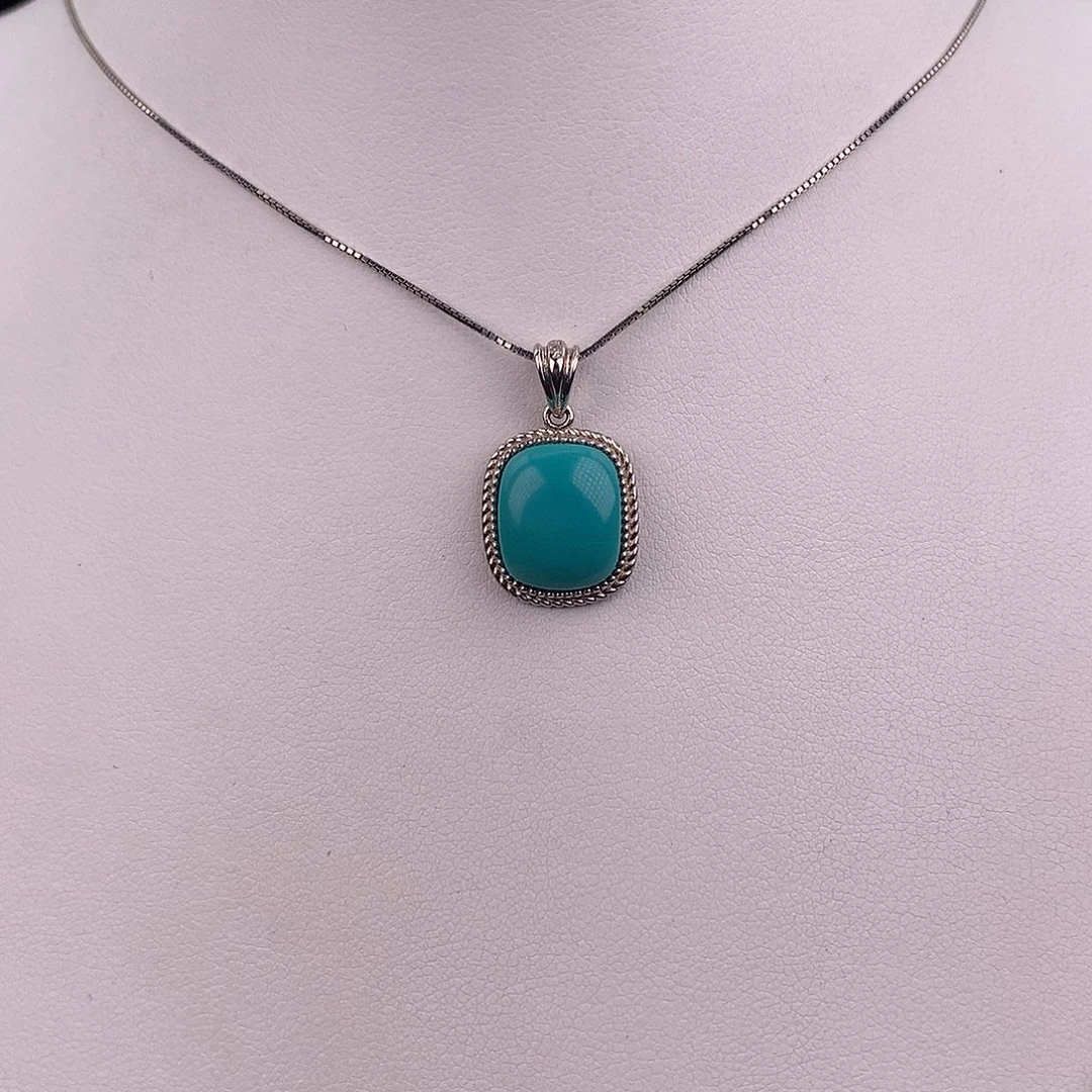 绿松石银S925镶嵌颈饰