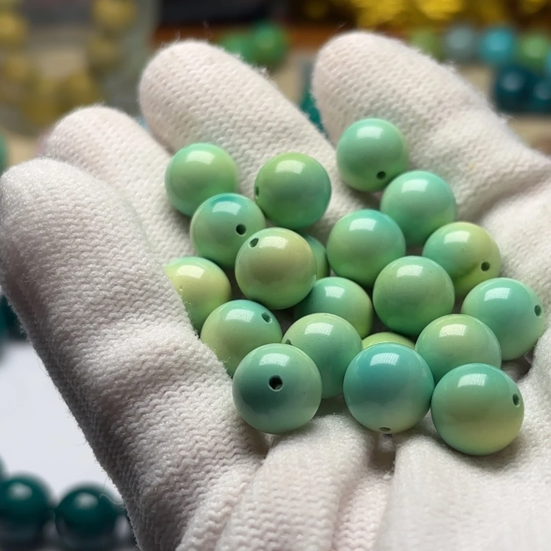 高瓷菜仔绿色圆珠