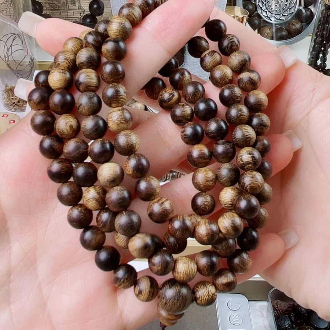 手串沉香燕*越南芽庄老白棋窖藏古董瘤疤虎斑0.7×108