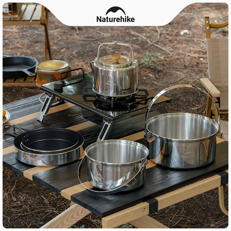 Naturehike挪客三合一不锈钢套锅便携式户外露营野炊炊具厨具锅具