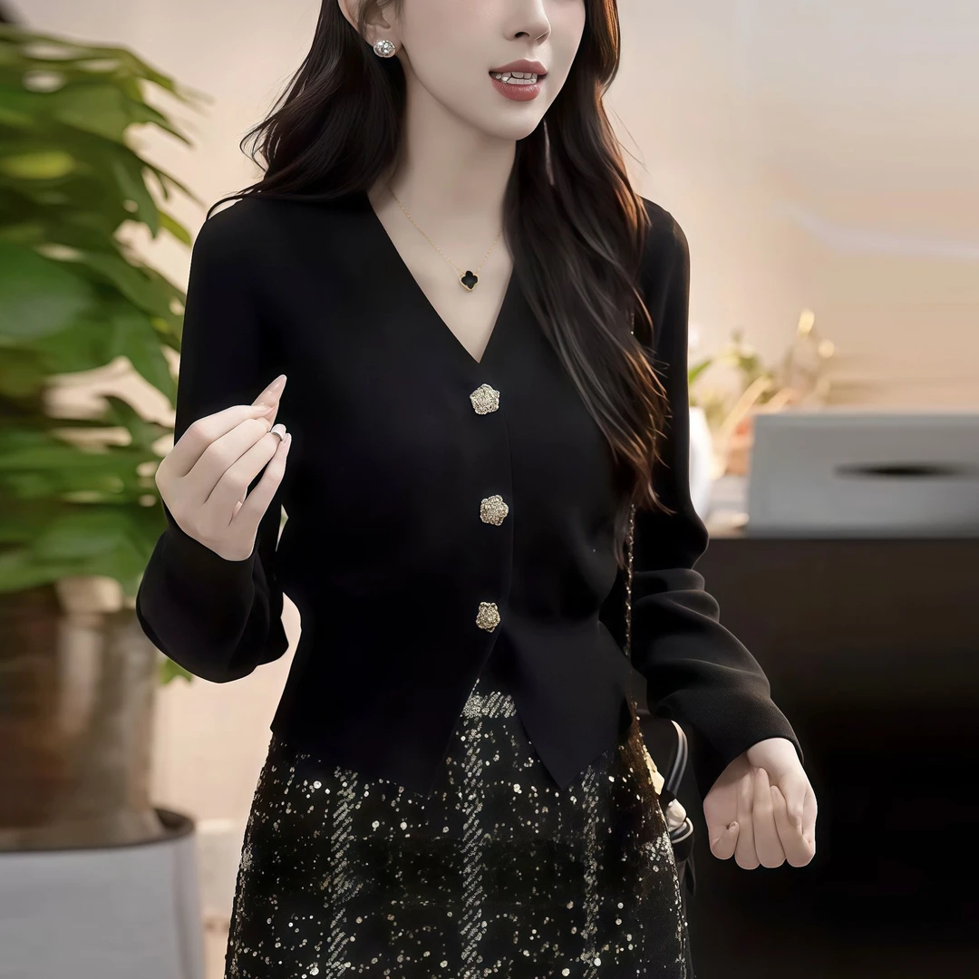 法式小香风毛衣开衫女秋冬季爆款小众设计感收腰气质针织上衣190