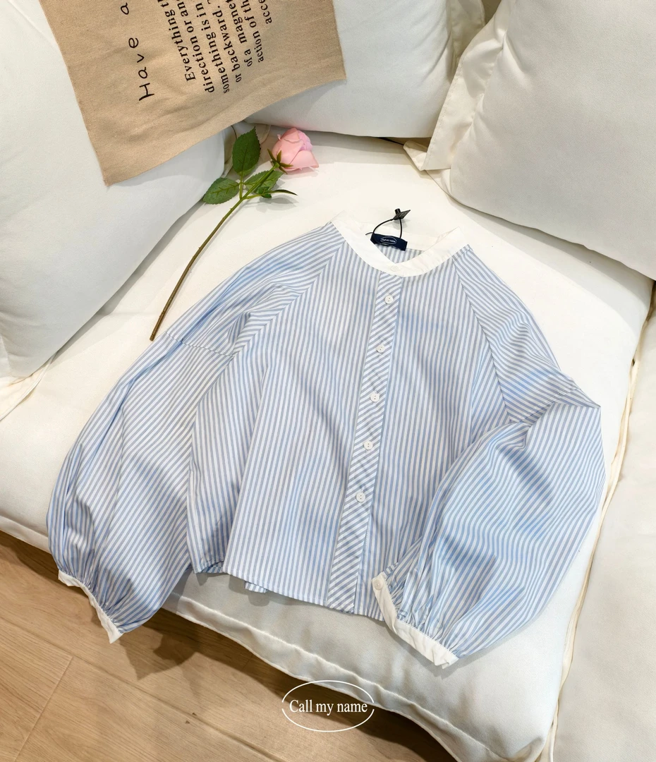 韩国代购. Call my name   日系风    条纹衬衫 L25050302