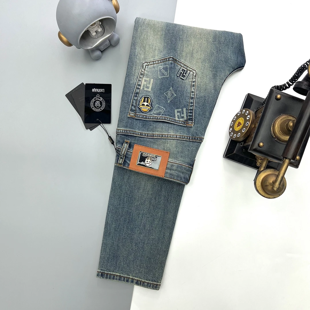 【8032】夏季新品男士轻奢弹力休闲水洗牛仔百搭修身小直筒长裤