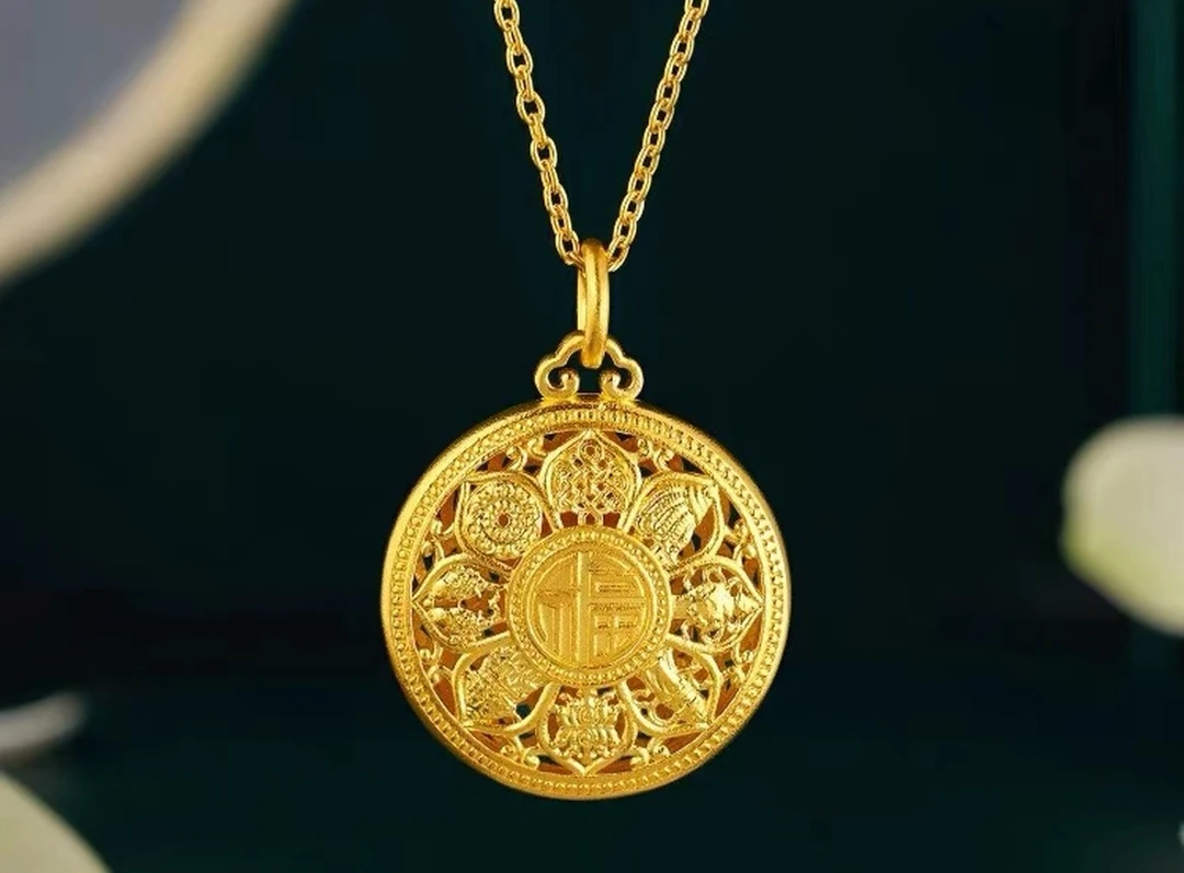 金色UK24-S068金黄色精品罗盘项链