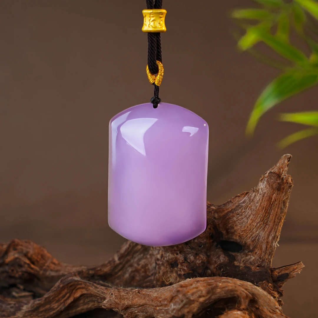 Y-658 紫玉髓圆角无事牌  主石32*46*7mm 配绳