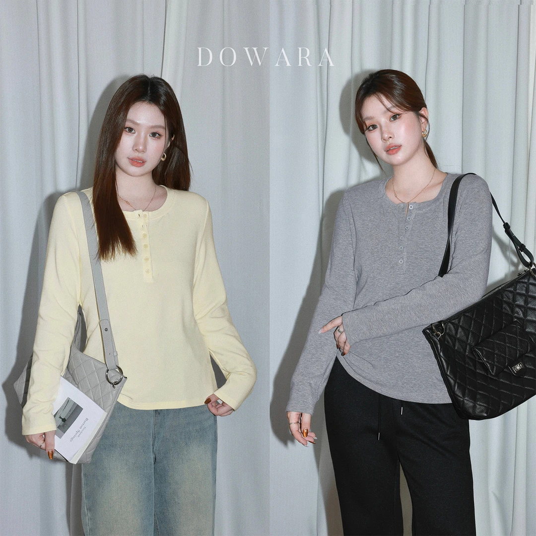 现货大婉酱微胖定制【慕绒雪松T】纽扣打底衫简约修身内搭上衣0355D