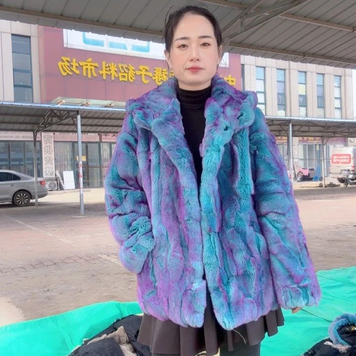 一**月炫彩蓝短款连帽4xl