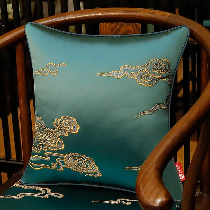 新中式沙发抱枕刺绣红木沙发靠垫现代简约客厅家用大靠枕枕套腰枕