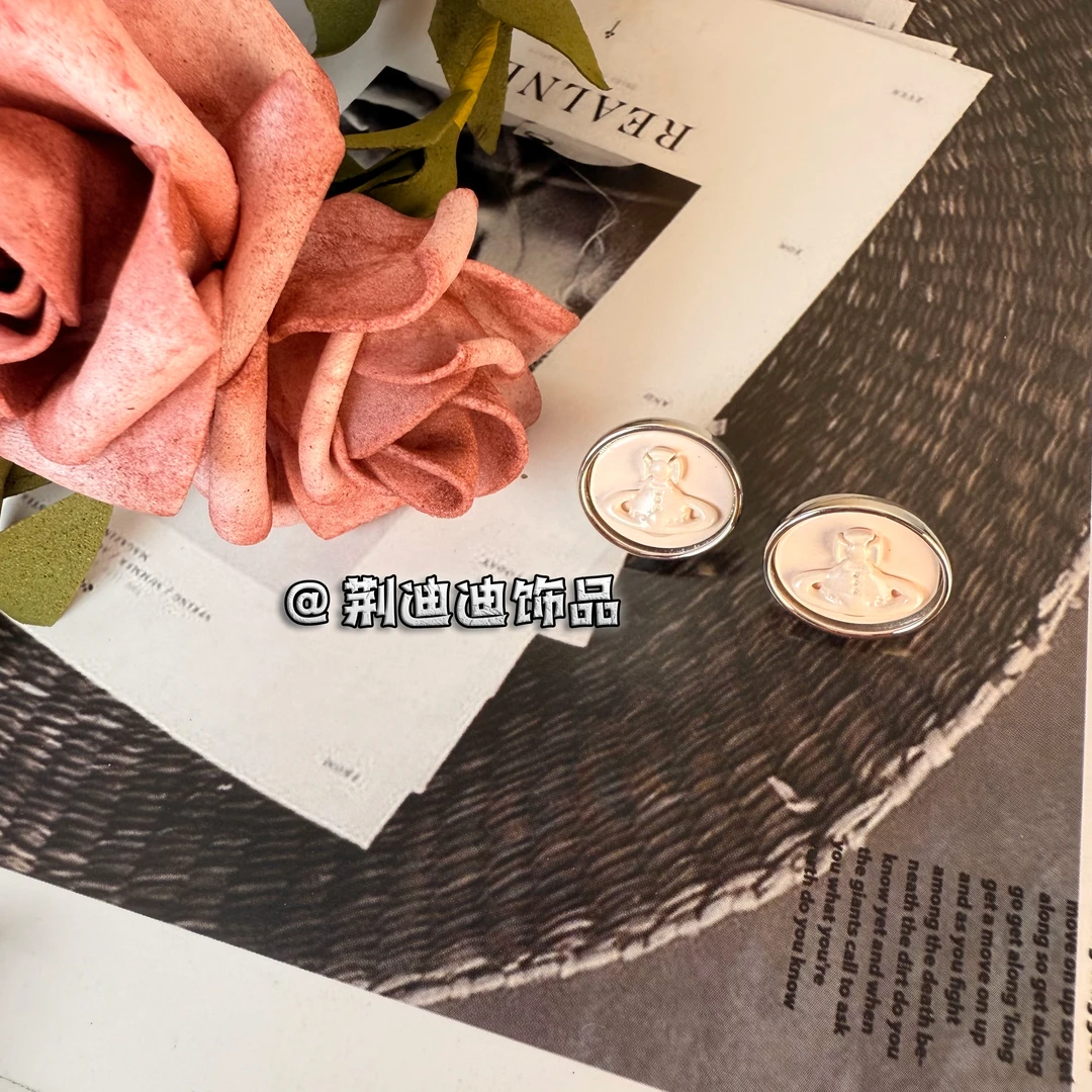 铜合金珐琅耳饰 新款粉色浮雕土星耳饰RS-1252