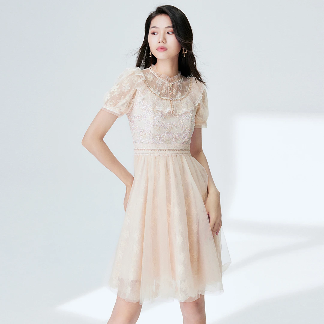 【小云总】EVA OUXIU/伊华欧秀粉色连衣裙32WAQ3263