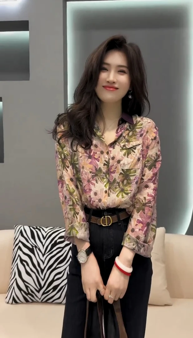 精致感时髦韩版花衬衫2025秋季新款轻熟风碎花小衫气质长袖上衣女