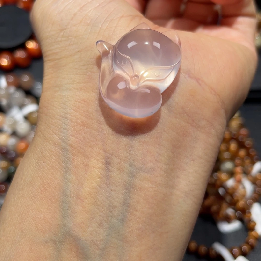 未镶嵌吊坠(不含链)水晶粉水晶狐狸