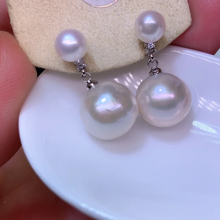 银S925镶嵌耳饰淡水珍珠