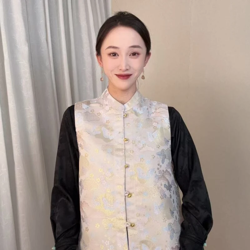 【梦蝶】2025新款新中式双面穿国风织金宋锦马甲ZH-69