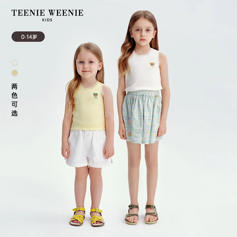 TeenieWeenieKids25年夏女童蕾丝花边罗纹背心打底衫TKRN256548N