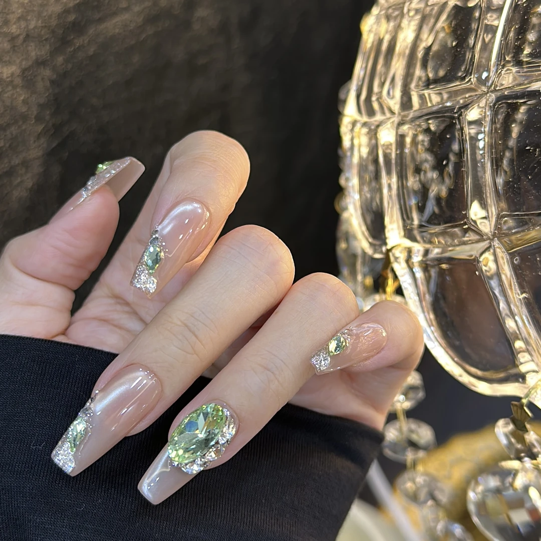 橄榄 纯手工定制穿戴甲美甲成品美甲贴片10片