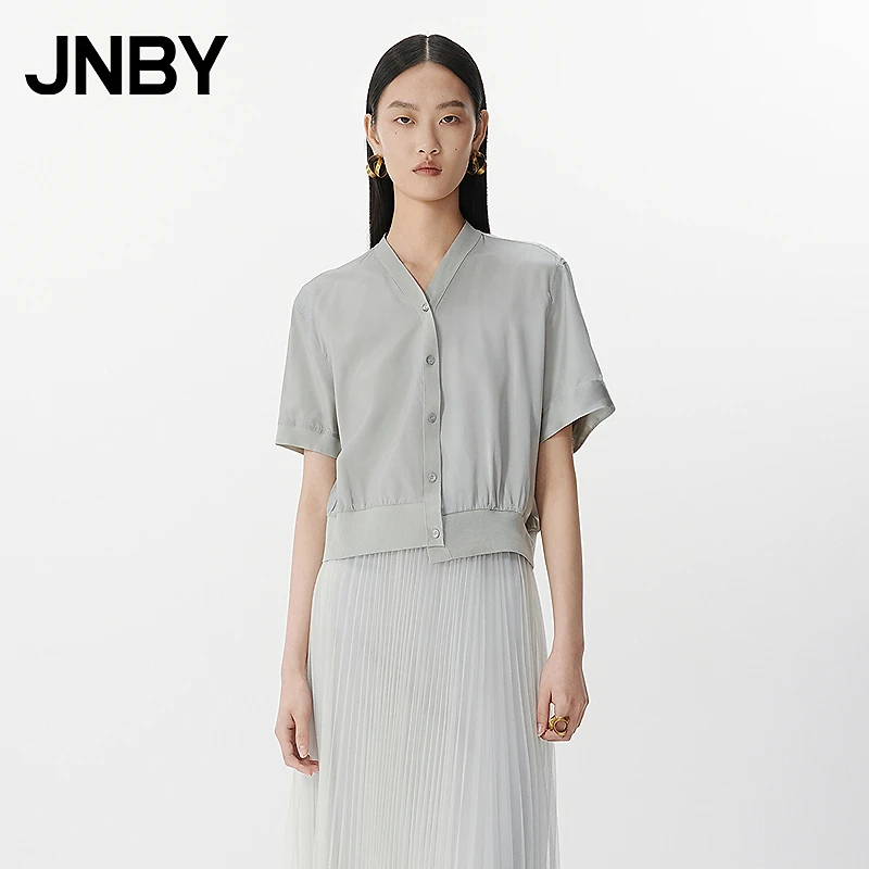 【商场同款】JNBY/江南布衣25夏新品衬衫短袖V领休闲5P4213270