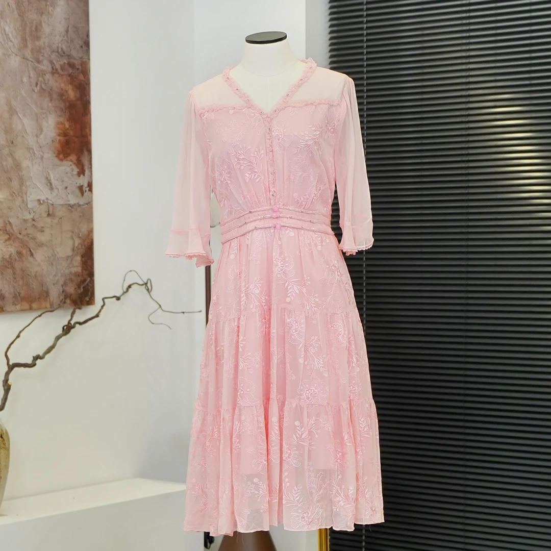 【昕昕严选】气质夏季超显瘦气质时尚桑蚕丝连衣裙 6258