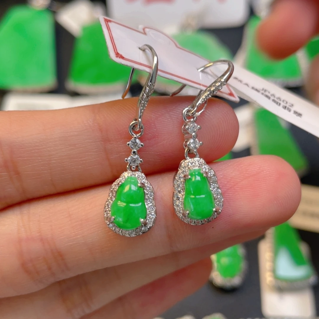 翡翠银S925镶嵌颈饰耳坠