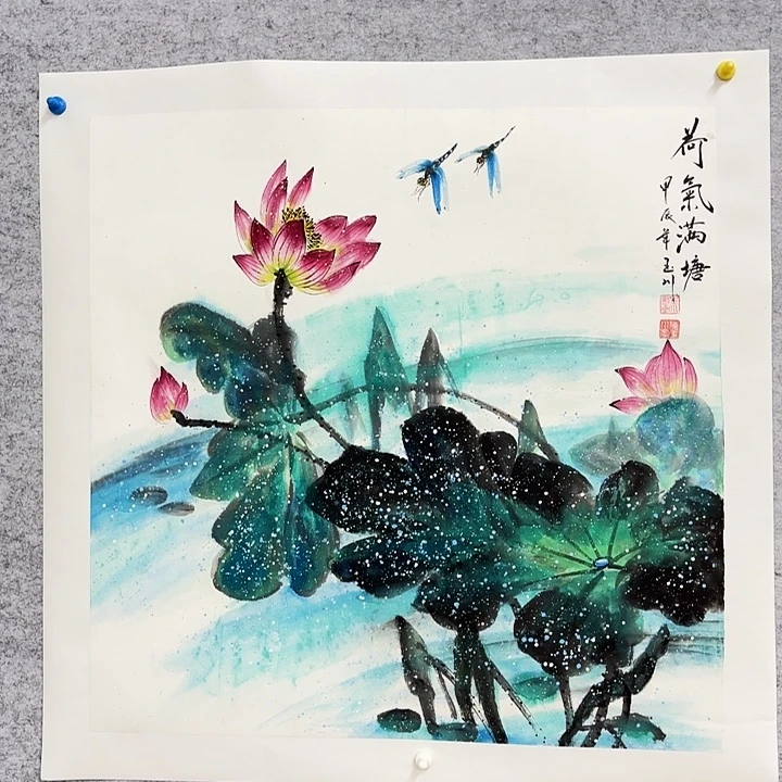 国画花鸟等图案四尺斗