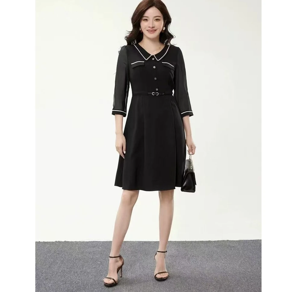 V1051  新款气质时尚百搭简约大方收腰显瘦连衣裙