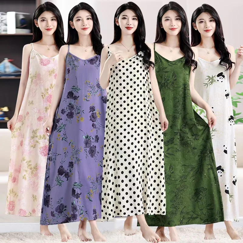 一字领无袖吊带裙2025年新款简约百搭显瘦连衣裙睡衣女长裙家居服