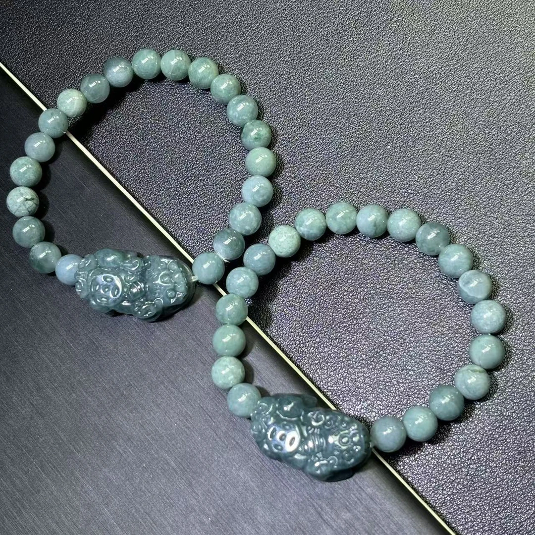 面面来财珠宝A5403-A货翡翠貔貅手串-多样性发其一