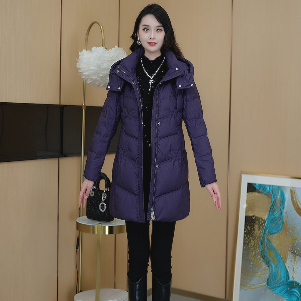 冬季新款减龄气质时尚百搭中长款羽绒服S-113