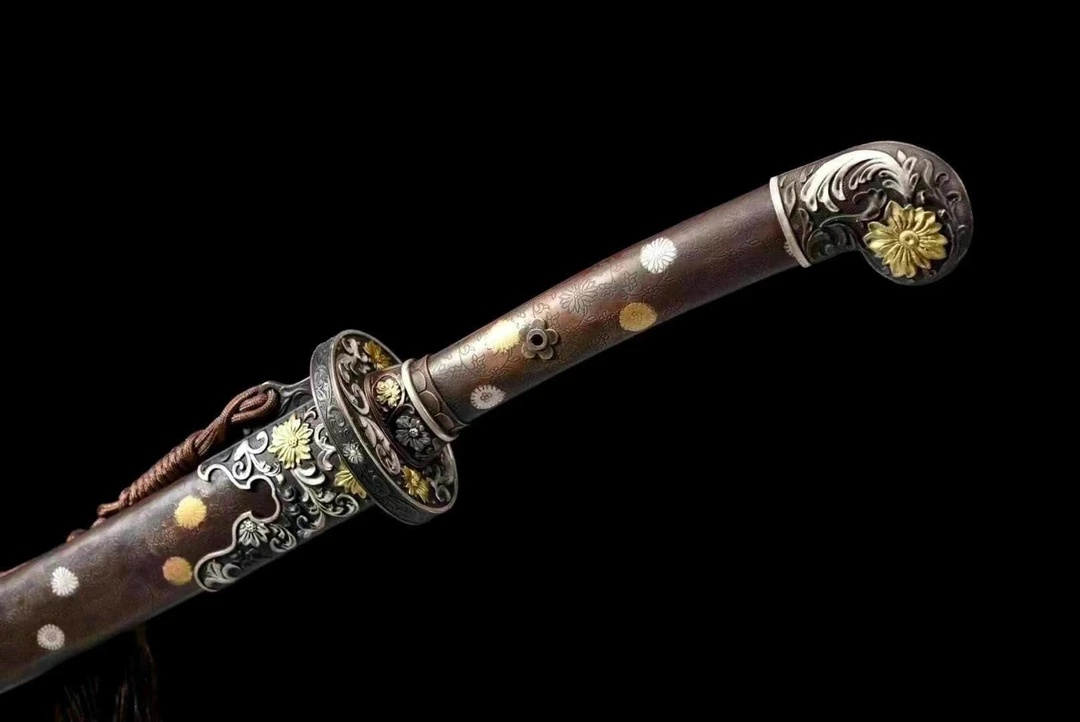 （牡丹清刀）精工铜皮雕刻牡丹清刀未开刃