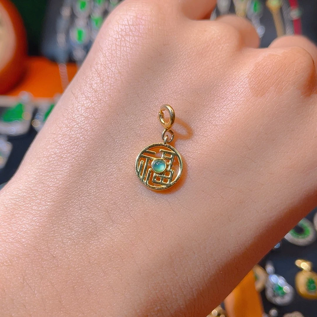 翡翠银S925镶嵌吊坠(不含链)