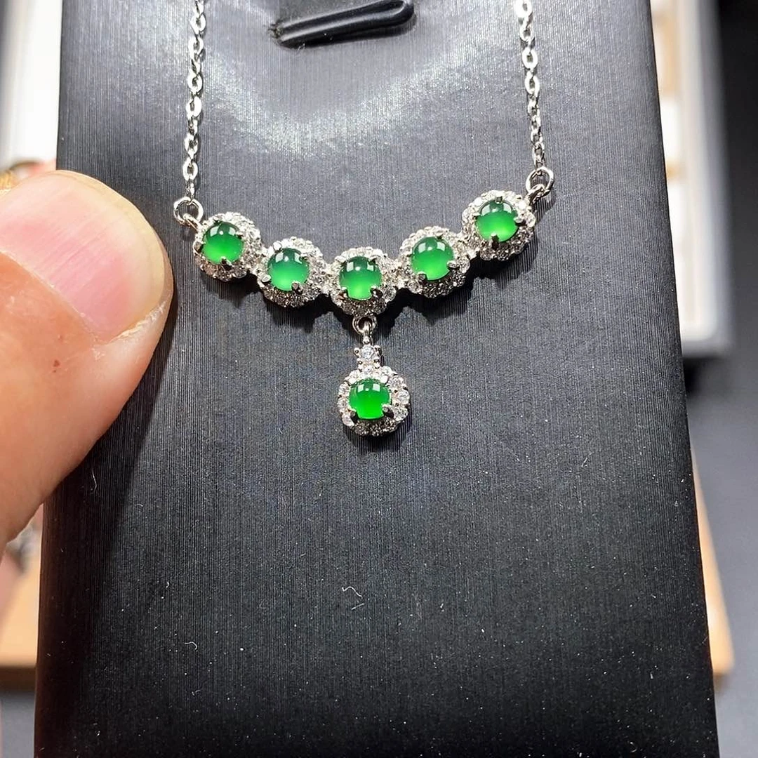 颈饰银S925镶嵌翡翠w w