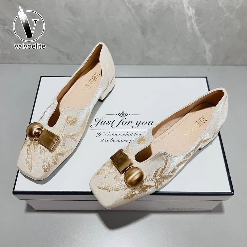 VALVOELITE新中式方头粗跟单鞋女新款复古低男士秋季户外厚底鞋