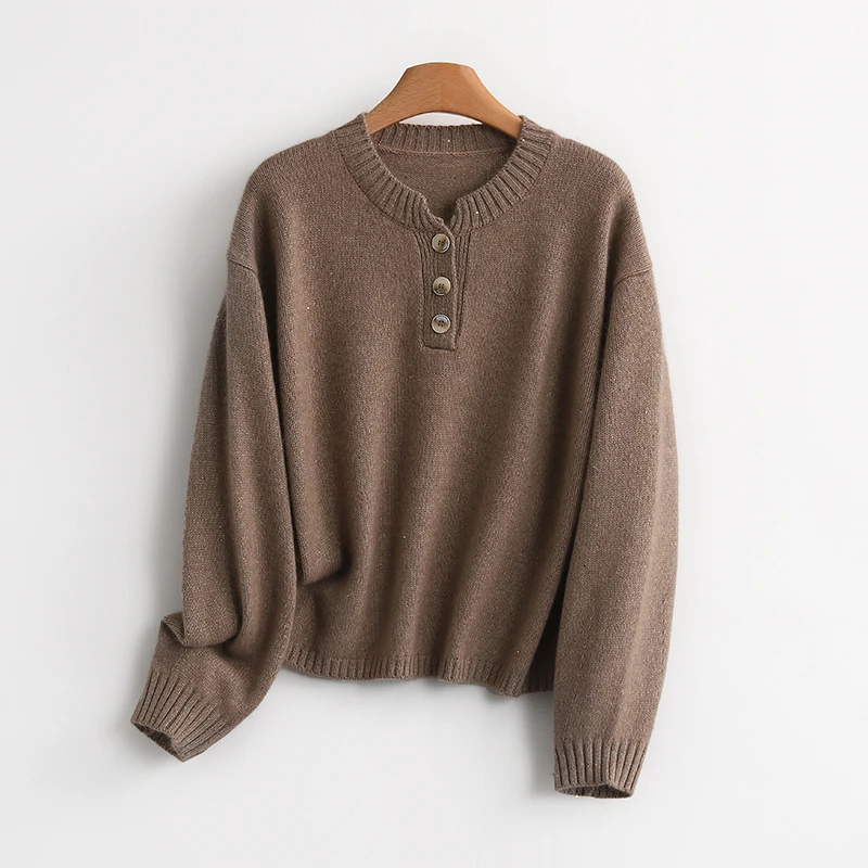 【伍莎-自营】宽松圆领珠片百搭加厚毛衣#UPY48M119