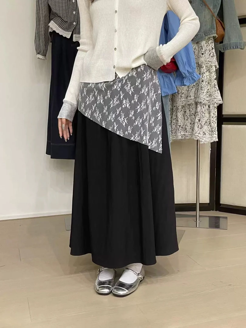 新疆包邮【108】半身裙蕾丝绑带两件套-裙长79