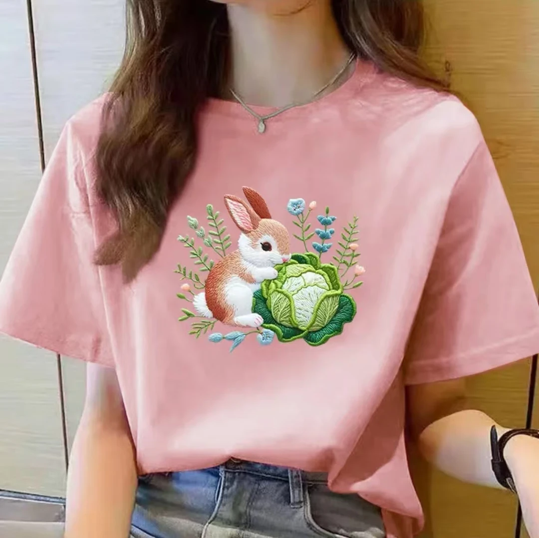 【100%纯棉】夏季女款女士时尚百搭潮流纯棉短袖t恤圆领显瘦半袖