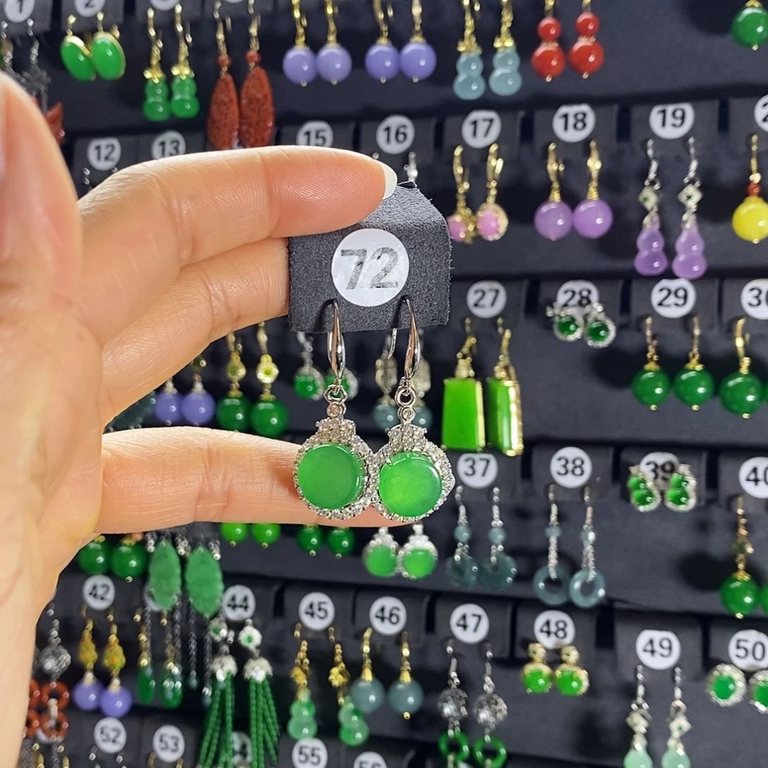 银S925镶嵌翡翠耳饰72