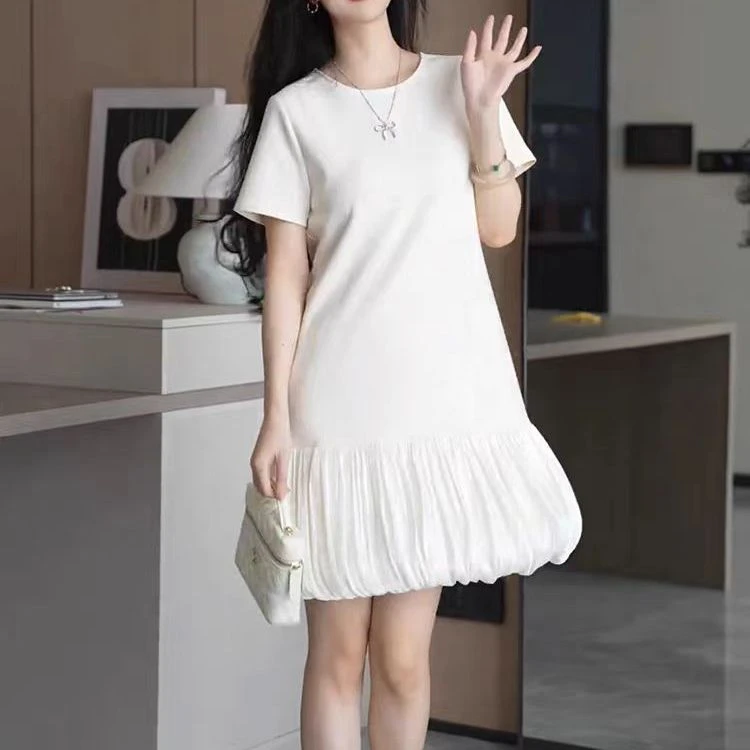 2025夏季新款韩版连衣裙拼接宽松显瘦减龄中长款裙子大码