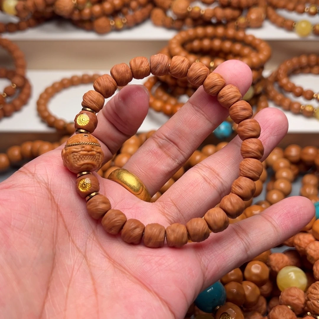 温***青猴头核桃手串鬼印