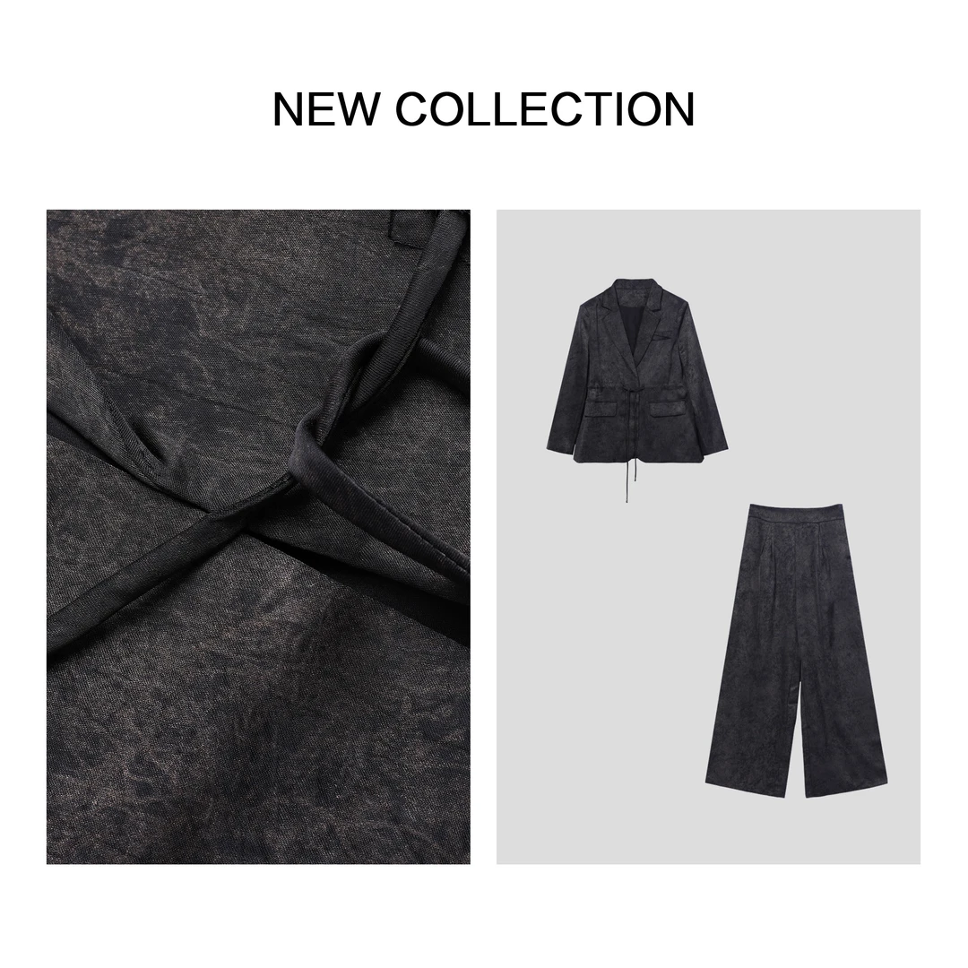 【小依专享】D1F36223B 女士秋季简约纯色休闲裤套装-6223