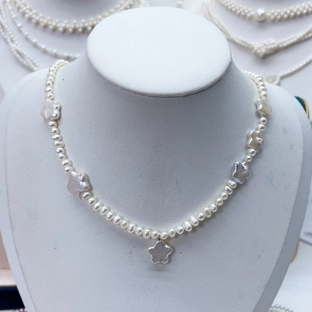 颈饰银S925镶嵌淡水珍珠