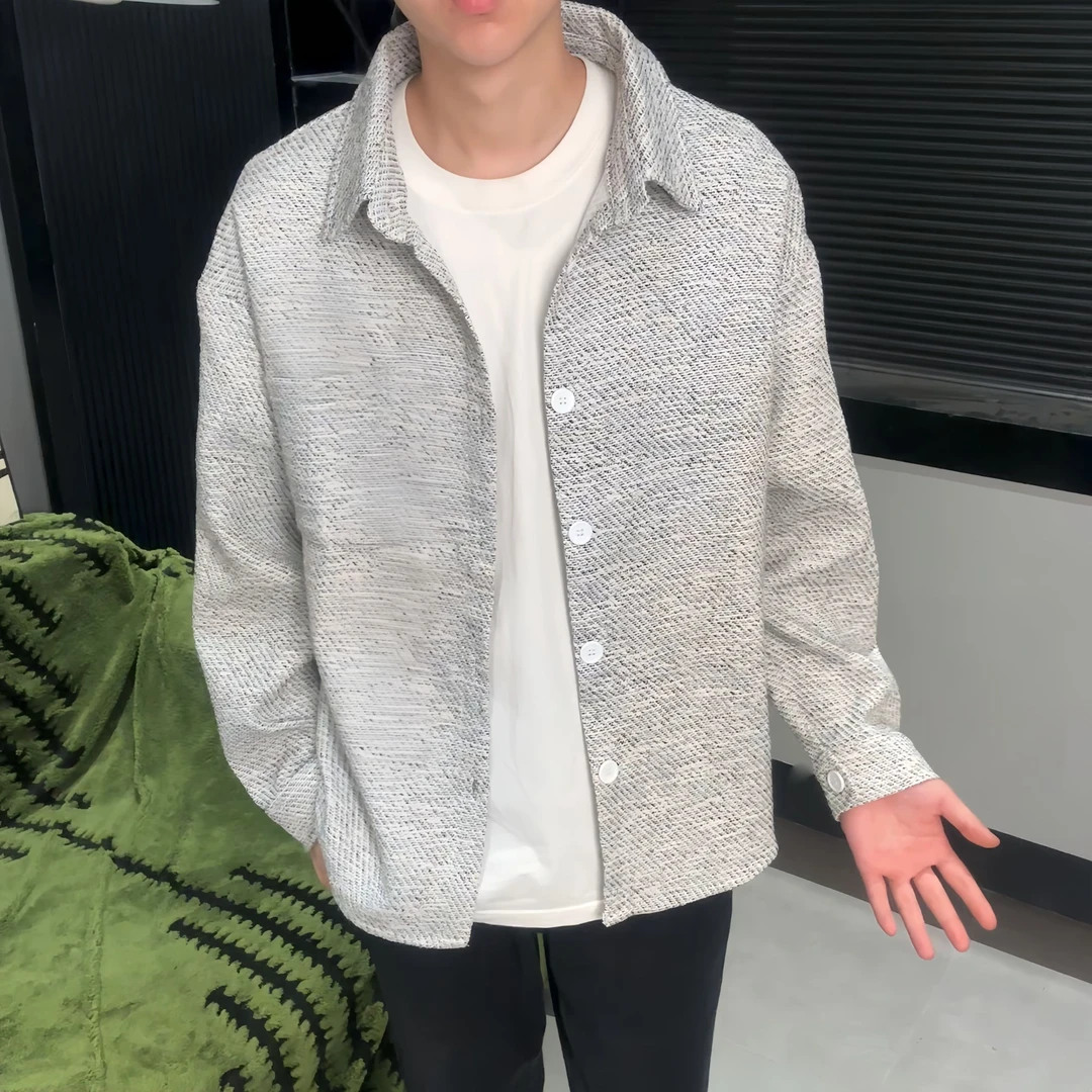 美式复古格子小香风外套男士2025春季新款高级感宽松百搭夹克上衣