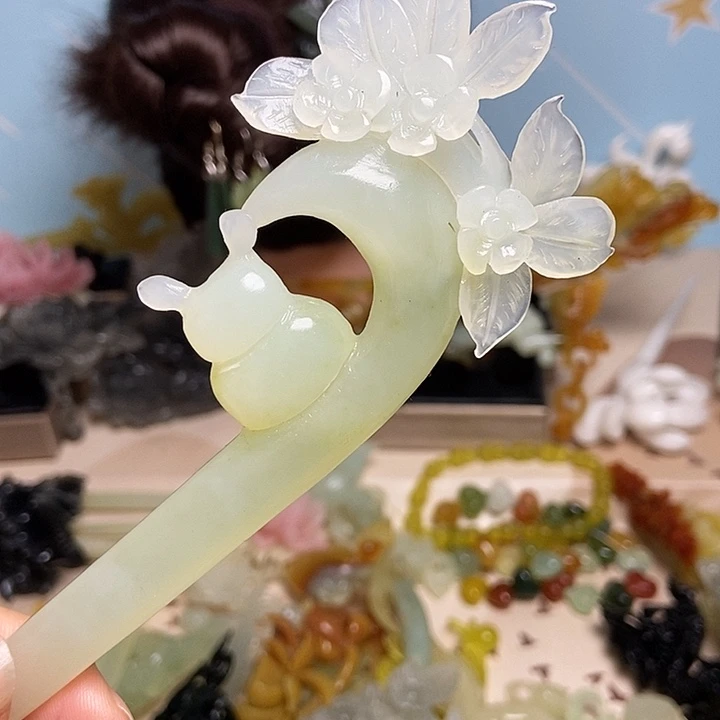 蛇纹石玉未镶嵌发饰发簪