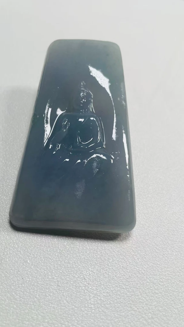 天然缅甸翡翠A货春彩观音牌净瓶观音